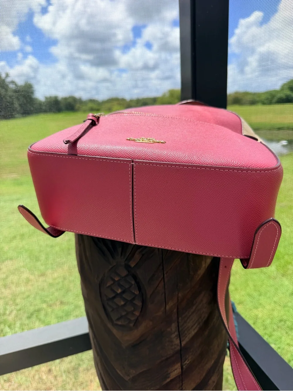 Coach Jordyn Backpack F76622 Rouge Pink Signature Canvas Leather